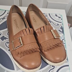 Vionic Women's Brown Loafers with Buckle Detail
